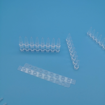 Tubo transparente da tira da reação da biologia molecular de tiras de tubo dos tubos 8 de um PCR de 0,2 Ml