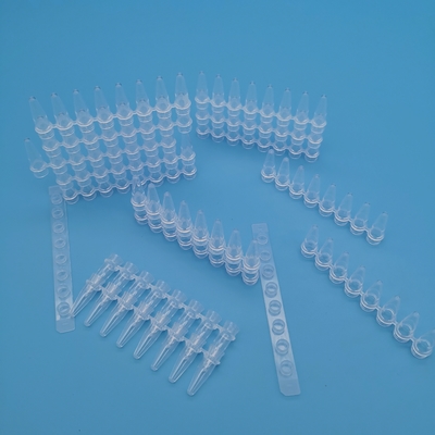 Tubo transparente da tira da reação da biologia molecular de tiras de tubo dos tubos 8 de um PCR de 0,2 Ml